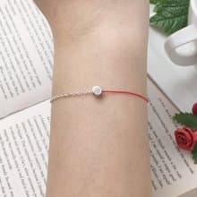 925純銀 銀包鑲鑽 半線半鍊 紅線 手鍊 銀飾 設計款 紅繩