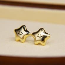 925純銀笑臉星星耳環 | 925純銀哈哈笑星形耳飾 | 微笑星狀耳環
