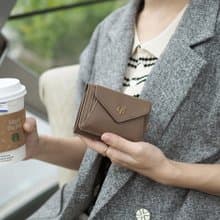 Maily (Warmtaupe) : Tri-fold wallet, short wallet, cow leather, Brown-grey