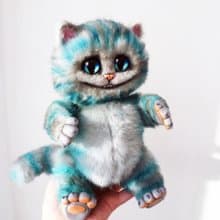 Cheshire cat, Alice in Wonderland, stuffed toy, ooak, poseable toy, handmade