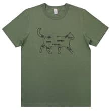 Cat Petting 中性短袖T恤 軍綠色 貓咪撫摸注意事項文青禮物