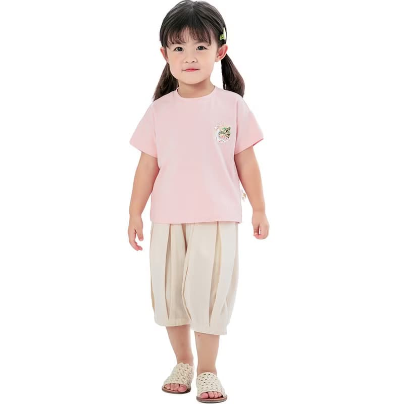 BIR 棉麻杏色七分褲