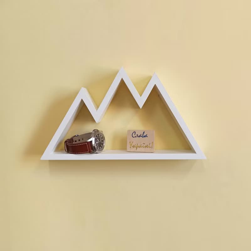 Wall key holder mini shelf in the shape of a mountains, with different tops