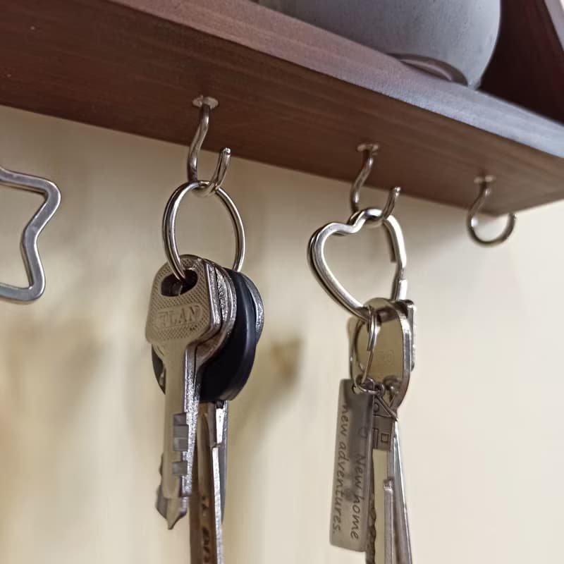 Wall key holder mini shelf in the shape of a mountains, with different tops