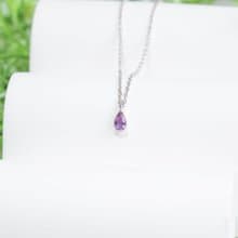 紫水晶925純銀水滴爪鑲項鍊