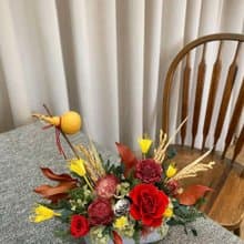 永生花桌花【紅紅火火】過年花盆 開幕桌花 新年花禮 喬遷 入厝花