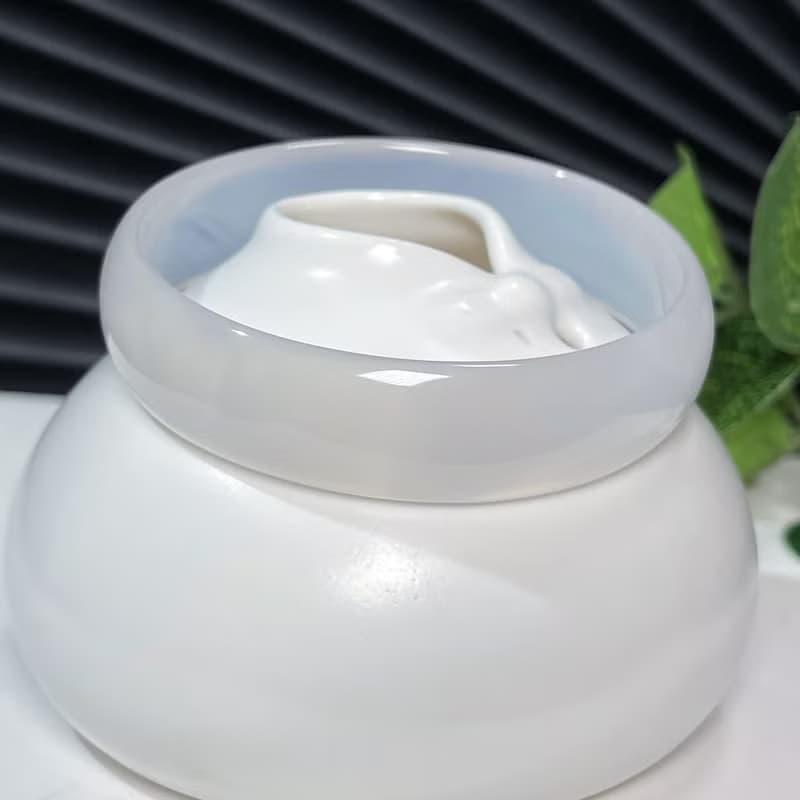 冰潤白瑪瑙手鐲58MM 小寬條透感清新白玉髓手環 皓白如凡 顯氣質
