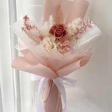 永生花花束--草莓牛奶 (附贈提袋)