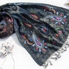 羊絨毯 刺繡毛毯 羊毛蓋毯 保暖披肩 針織毯 刺繡羊毛披肩/針織蓋毯/刺繡圍巾/羊絨披巾/喀什米爾Cashmere-花朵