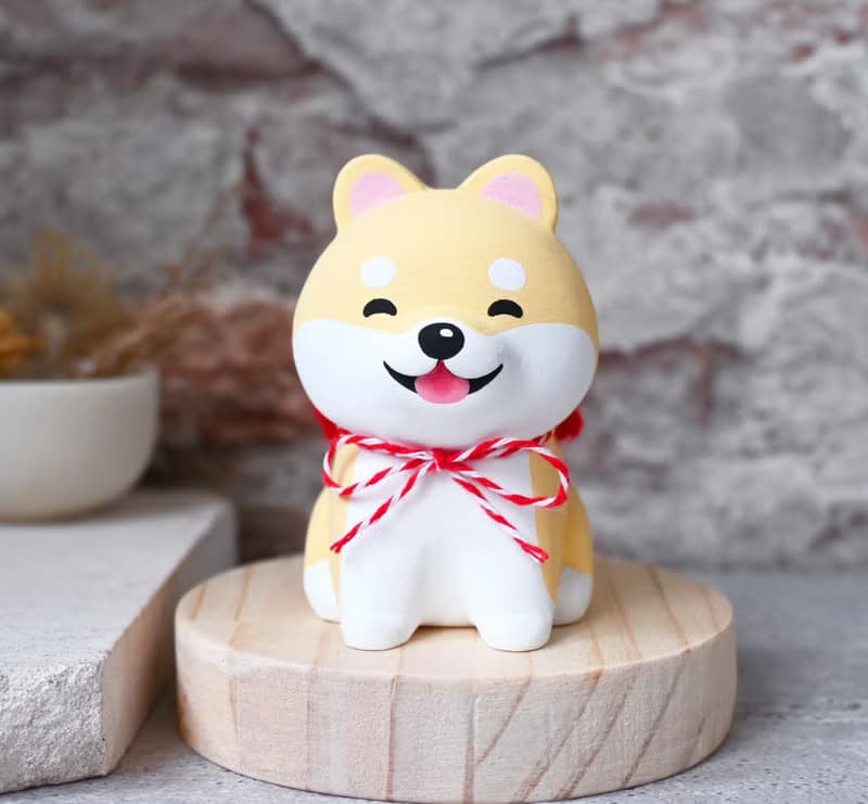 笑瞇瞇萌呆小柴犬 手工木製療癒小木雕 公仔 筆架 紙鎮 擺飾