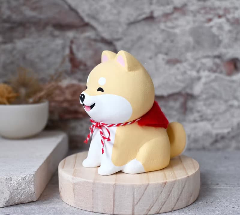 笑瞇瞇萌呆小柴犬 手工木製療癒小木雕 公仔 筆架 紙鎮 擺飾