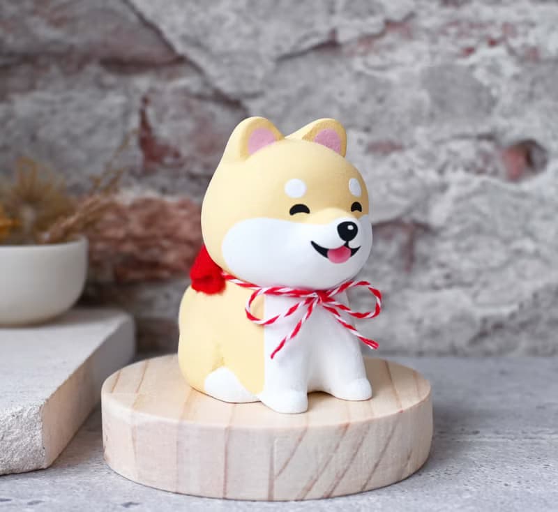 笑瞇瞇萌呆小柴犬 手工木製療癒小木雕 公仔 筆架 紙鎮 擺飾