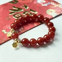 【2025迎蛇年】紅瑪瑙14K鍍金手鏈 平安祝福 好運 新年送禮