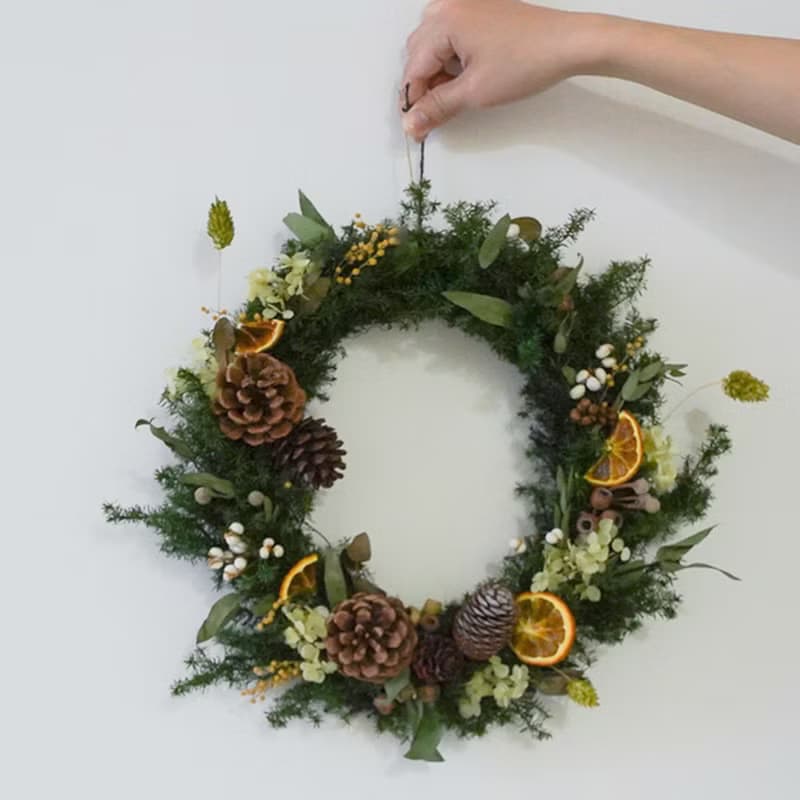 【竒植花物】 大尺寸清新乾燥果實花圈 松果花圈 喬遷生日 聖誕
