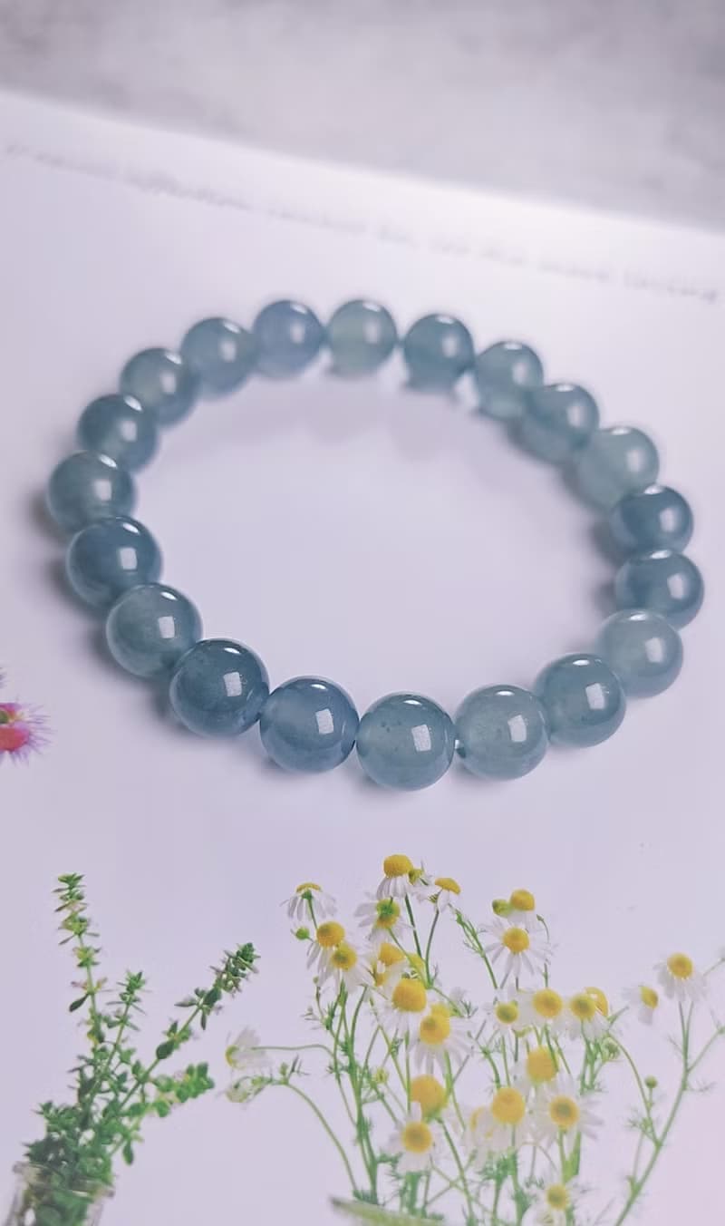 財水|夢幻冰膠藍翡珠|A貨翡翠大卡珠串手串