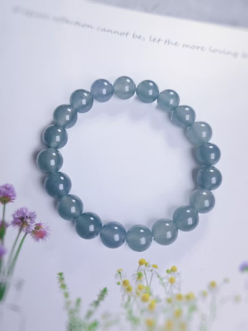 財水|夢幻冰膠藍翡珠|A貨翡翠大卡珠串手串