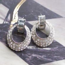 Vintage Jewelry 西洋古董飾品 銀色調 摩登 鑲鑽 垂墜 針式耳環