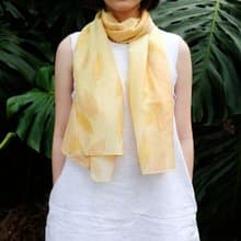 Aki Lemon Yellow Cottonsilk Scarf, Autumn Leaves, Shawl, Nature