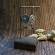 古銀小玉石耳環中國風復古耳飾