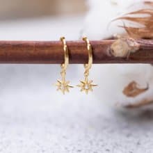 白水晶925純銀星芒耳釦耳環