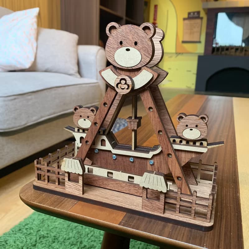 【手作DIY】小熊 海盜船 遊樂園 可愛 擺飾 木製 木質 質感