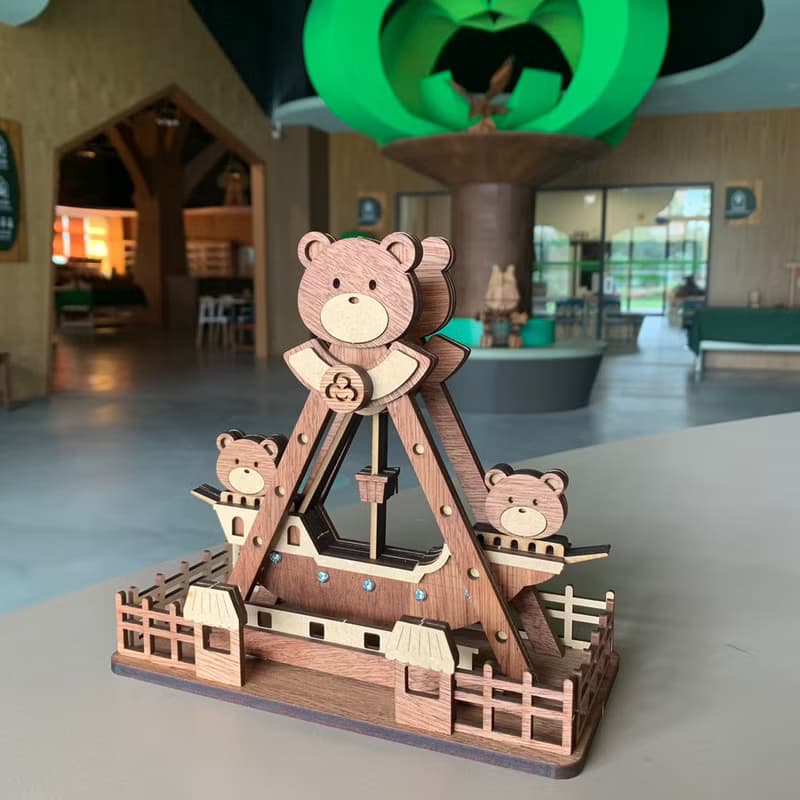 【手作DIY】小熊 海盜船 遊樂園 可愛 擺飾 木製 木質 質感