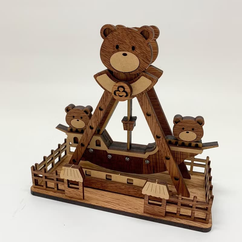 【手作DIY】小熊 海盜船 遊樂園 可愛 擺飾 木製 木質 質感