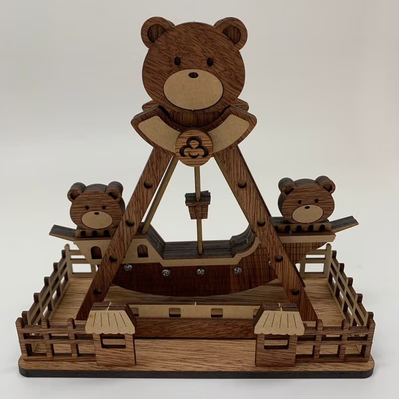 【手作DIY】小熊 海盜船 遊樂園 可愛 擺飾 木製 木質 質感