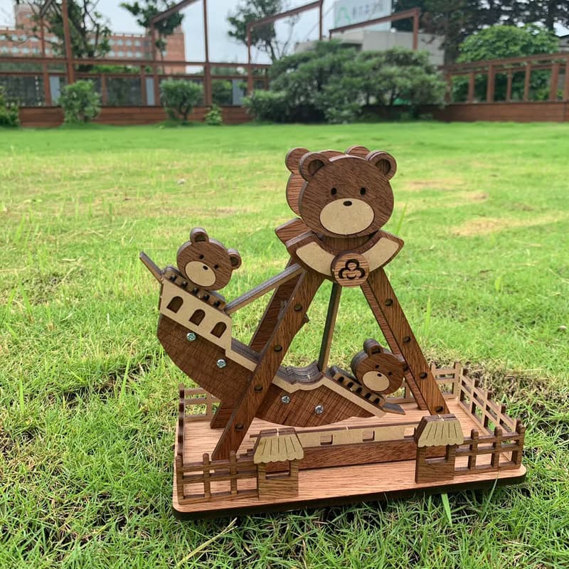 【手作DIY】小熊 海盜船 遊樂園 可愛 擺飾 木製 木質 質感