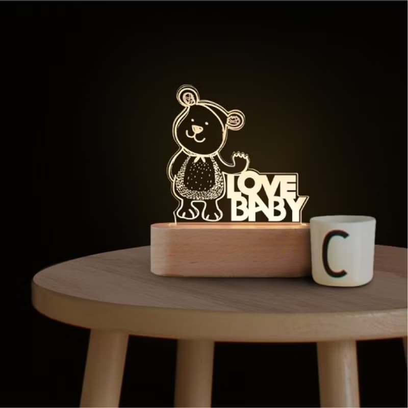 小熊小夜燈(療癒 溫馨 送禮小物 床頭燈 檯燈 夜燈 3D小夜燈)