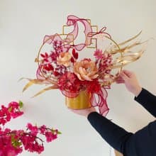 金框永生花牡丹盆花/ 過年送禮 永生花 年節禮物 新年花禮 開幕