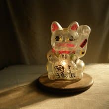 【老時光 OLD-TIME】早期玻璃招財貓存錢筒桌燈*本商品僅寄郵局*