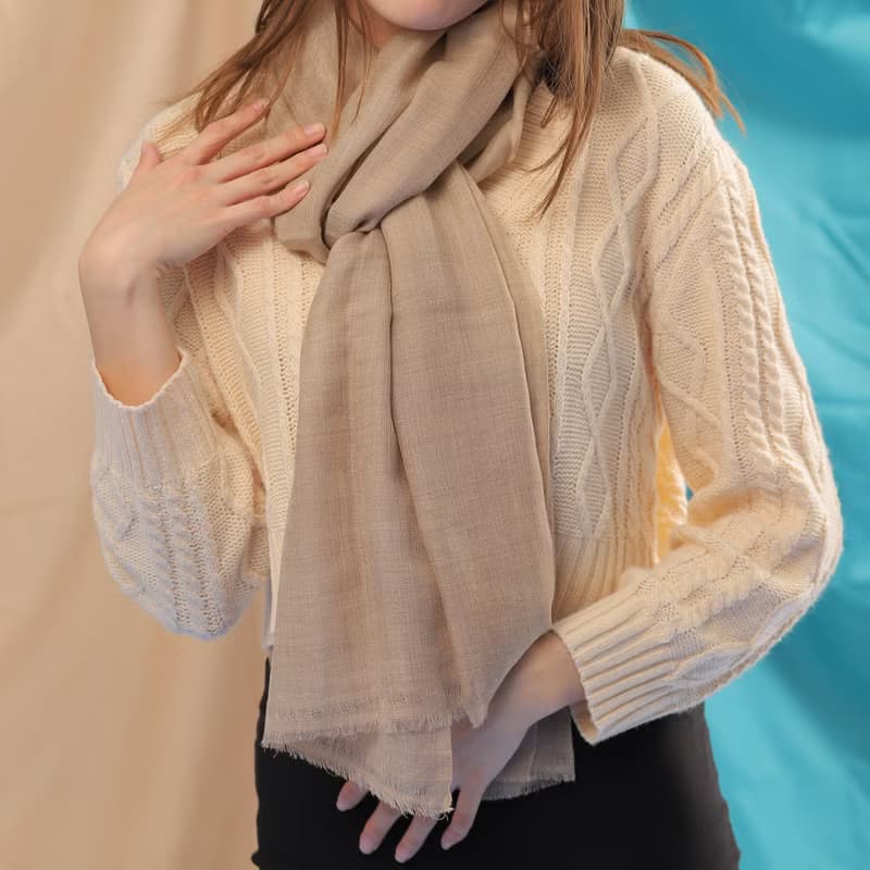 Cashmere羊絨圍巾/披肩 無染原色 駝色 戒指絨 四季適用