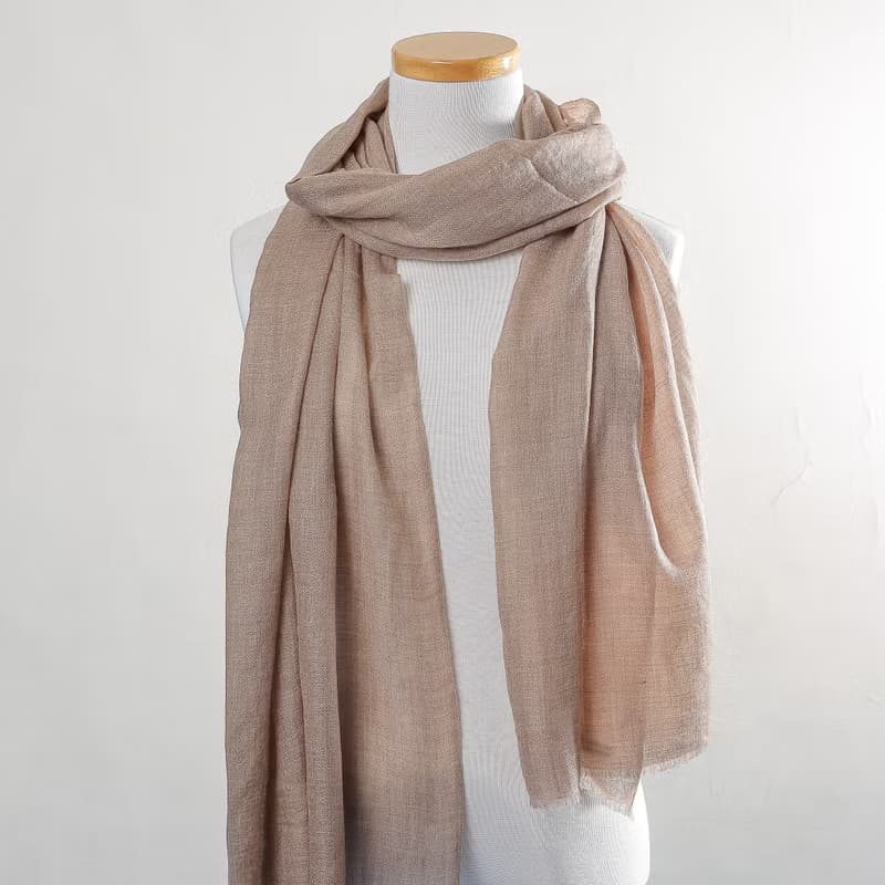 Cashmere羊絨圍巾/披肩 無染原色 駝色 戒指絨 四季適用