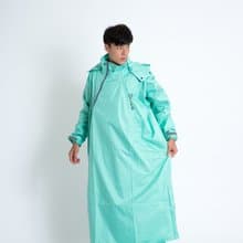 去去雨水走斜開雙拉鍊專利連身式-蒂芬妮綠