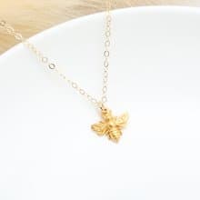 【Angel & Me】甜蜜 小蜜蜂 s925 純銀厚鍍24k純金項鍊 生日禮物