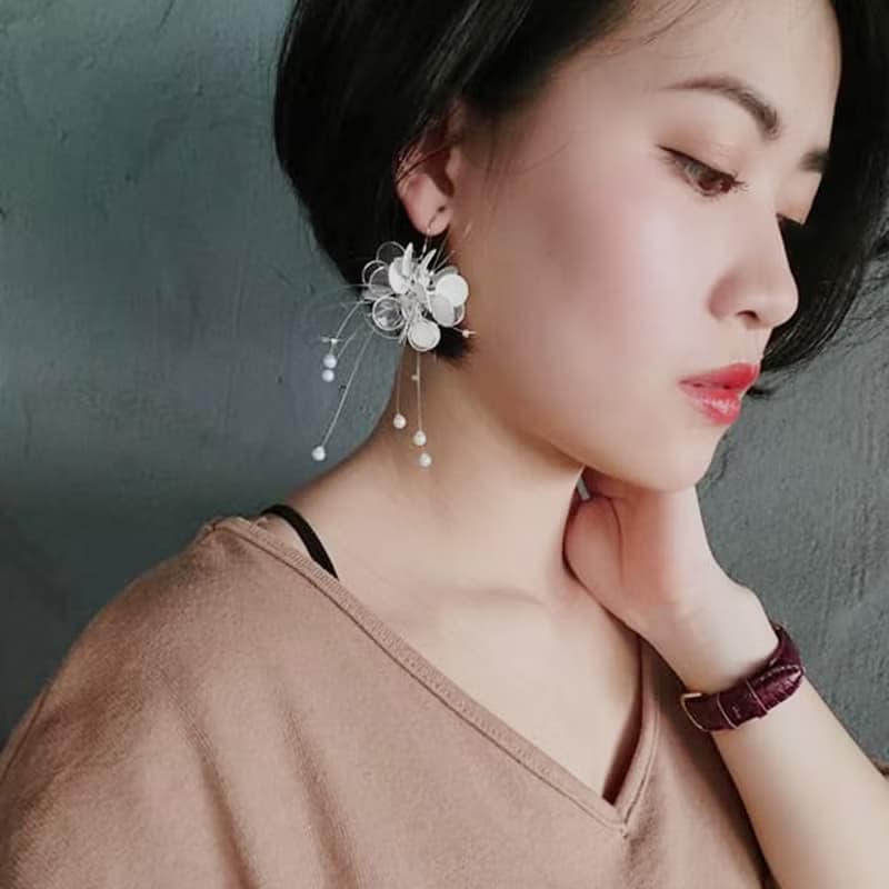 雨花 - 單邊/單耳 造型手工設計樹脂耳環垂/款吊/earring