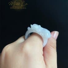 天然緬甸玉 翡翠 招財霸王 貔貅 有錢 翡翠 戒指 玉 戒環 ring
