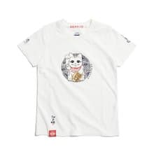 江戶勝 日系 女裝 招財貓短袖T恤(米白色) #上衣