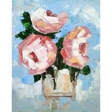 Flower Bouquet Original Painting, Roses Floral Wall Art, Gift for Her. 手工油畫, 油畫原
