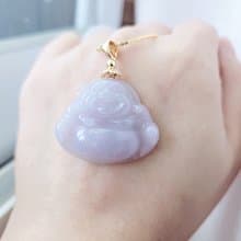 【親翠】天然翡翠 冰紫胖臉圓肚美佛公14K包金項鍊 | 佛系