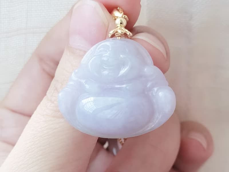 【親翠】天然翡翠 冰紫胖臉圓肚美佛公14K包金項鍊 | 佛系