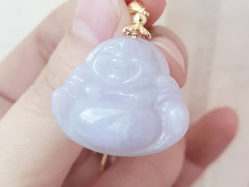 【親翠】天然翡翠 冰紫胖臉圓肚美佛公14K包金項鍊 | 佛系