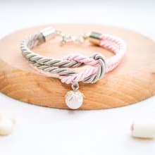 Mashmallows Rope Bracelet with Lucky Stone - Grey & Pink