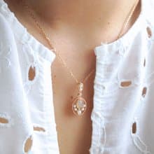 天然蛋白石 日式精品設計款 柔美玫瑰金 純銀項鍊 禮物首選