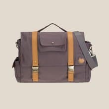 Canvas overnight bag with genuine leather trim