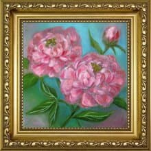 Peonies original oil painting small size stretched canvas, Livingroom decoration