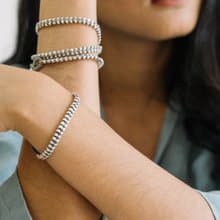 Silver beads and waxed cotton cord wraparound unisex bracelet  (B0082L)