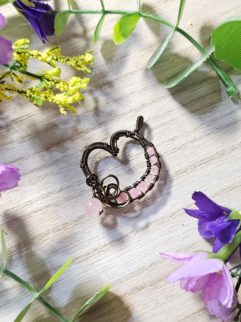 【葉綠舒手作】粉紅之戀 /金屬線編織/節日/禮物/飾品/項鍊/手作