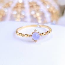 |仙氣小貴婦|a貨翡翠冰玻濃粉紫蛋面4.5mm18k金蕾絲設計款戒指